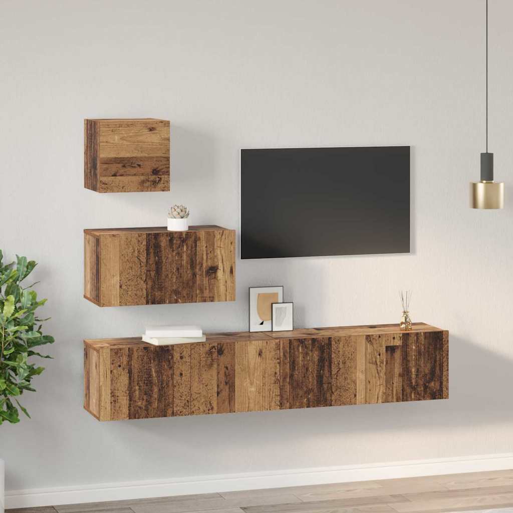 TV-Möbel-Set 4 pcs Altholz 80 x 30 x 30 cm Holzwerkstoff