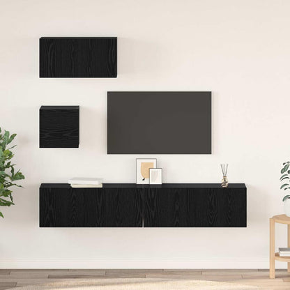 TV-Möbel-Set 4 pcs Schwarze Eiche 80 x 30 x 30 cm Holzwerkstoff