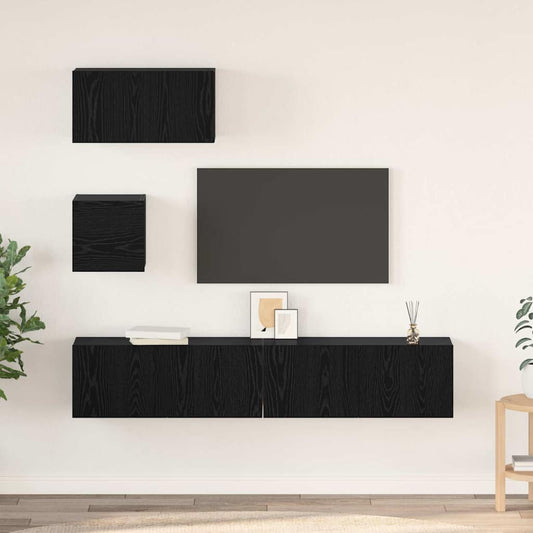 TV-Möbel-Set 4 pcs Schwarze Eiche 80 x 30 x 30 cm Holzwerkstoff
