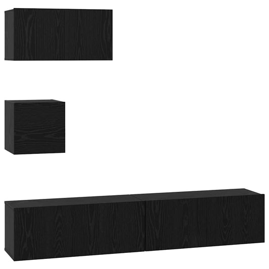 TV-Möbel-Set 4 pcs Schwarze Eiche 80 x 30 x 30 cm Holzwerkstoff