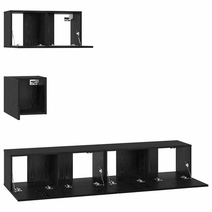 TV-Möbel-Set 4 pcs Schwarze Eiche 80 x 30 x 30 cm Holzwerkstoff