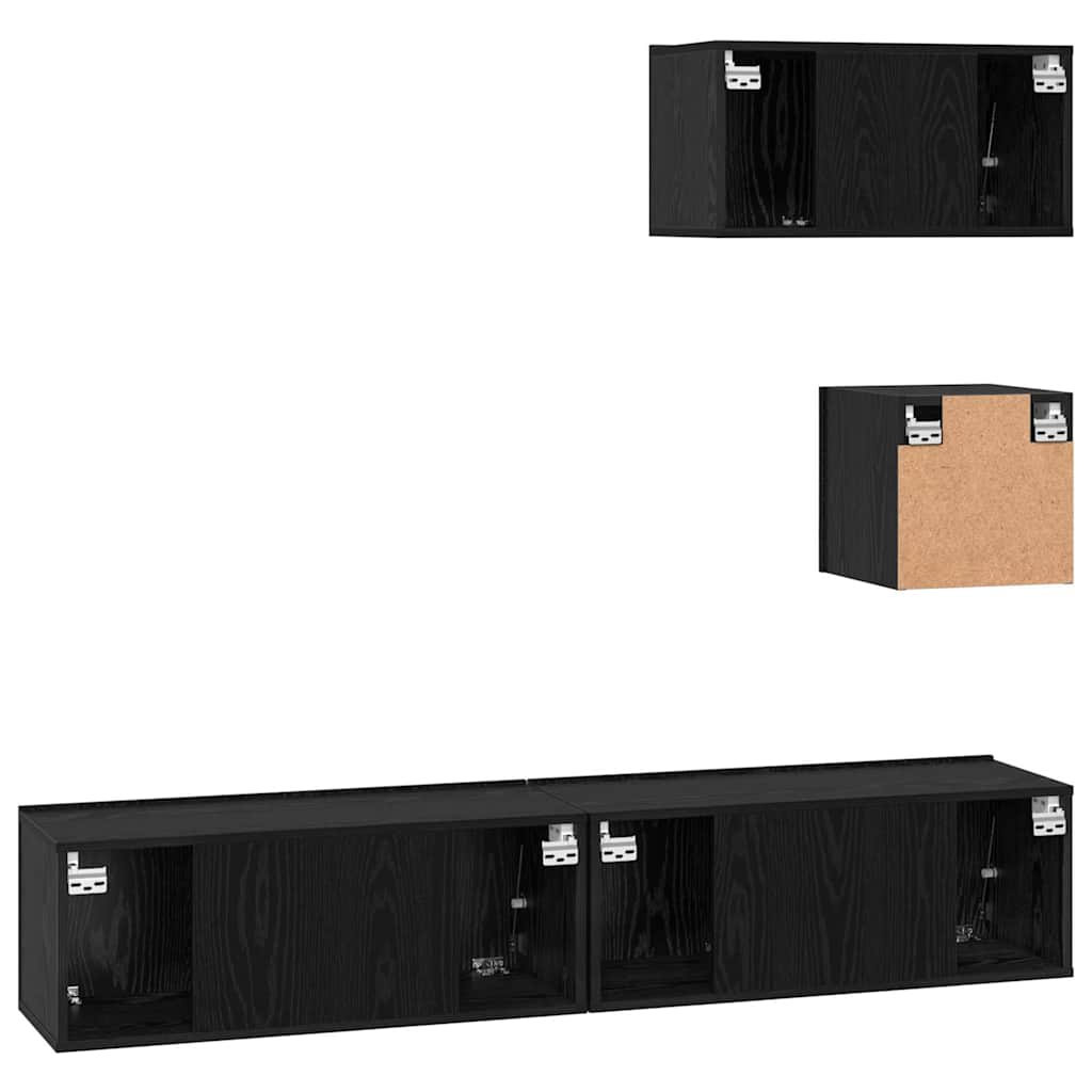 TV-Möbel-Set 4 pcs Schwarze Eiche 80 x 30 x 30 cm Holzwerkstoff