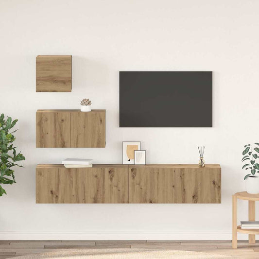 TV-Möbel-Set 4 pcs Eiche handwerklich 80 x 30 x 30 cm