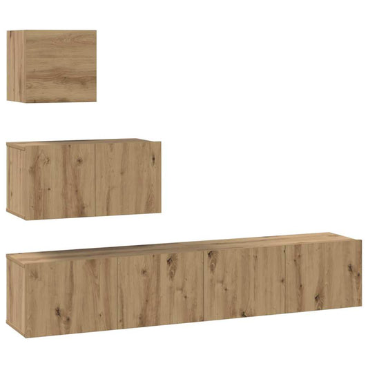 TV-Möbel-Set 4 pcs Eiche handwerklich 80 x 30 x 30 cm