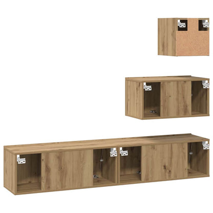 TV-Möbel-Set 4 pcs Eiche handwerklich 80 x 30 x 30 cm