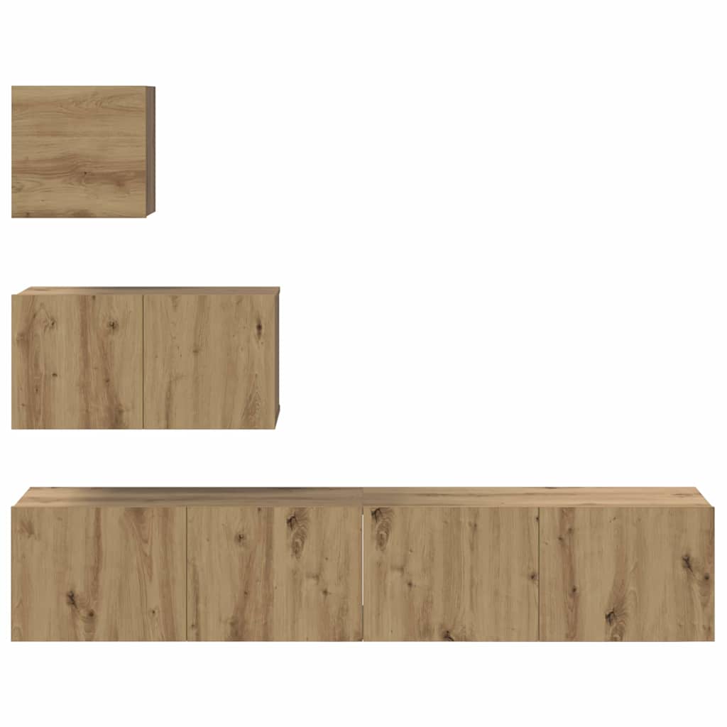 TV-Möbel-Set 4 pcs Eiche handwerklich 80 x 30 x 30 cm