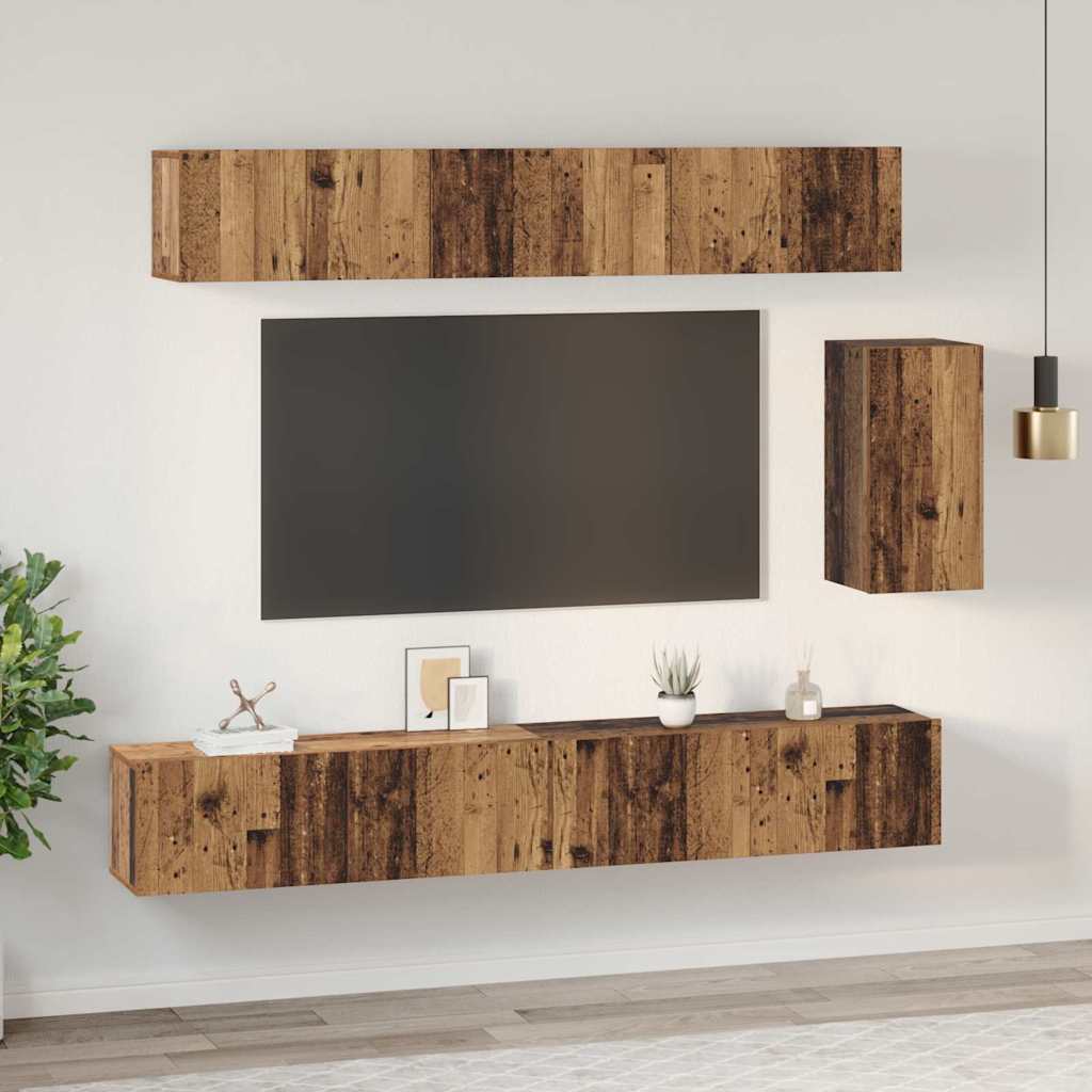 TV-Möbel-Set 6 pcs Altholz 100 x 30 x 30 cm Holzwerkstoff