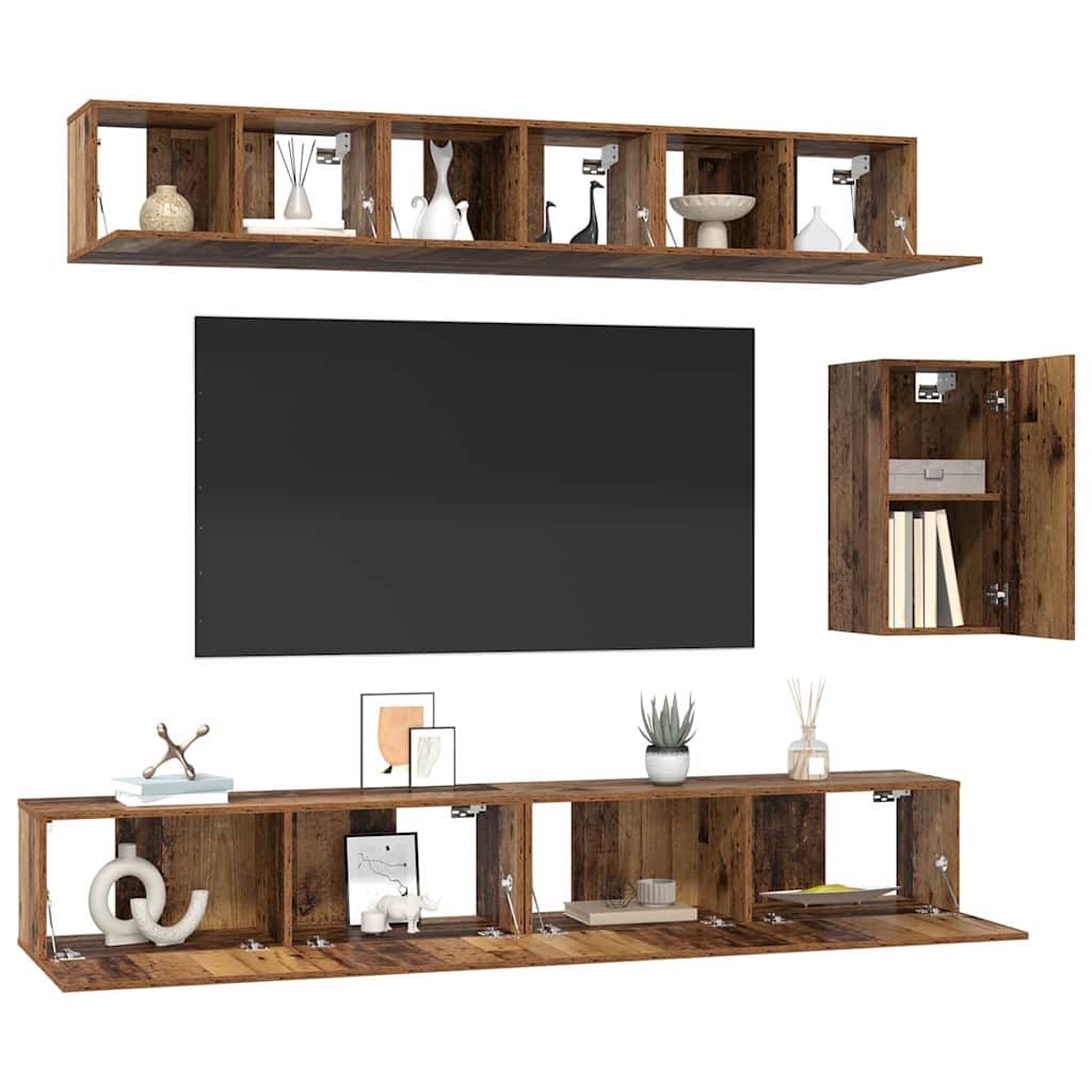 TV-Möbel-Set 6 pcs Altholz 100 x 30 x 30 cm Holzwerkstoff