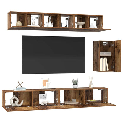 TV-Möbel-Set 6 pcs Altholz 100 x 30 x 30 cm Holzwerkstoff