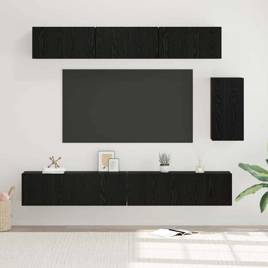 TV-Möbel-Set Wandmontiert 6 pcs Schwarze Eiche 100 x 30 x 30 cm