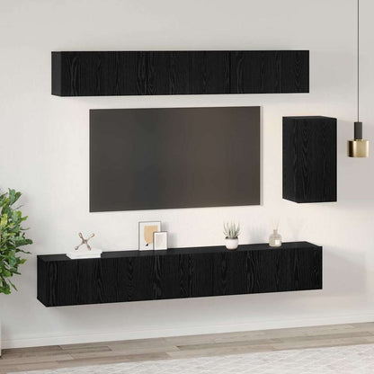 TV-Möbel-Set Wandmontiert 6 pcs Schwarze Eiche 100 x 30 x 30 cm