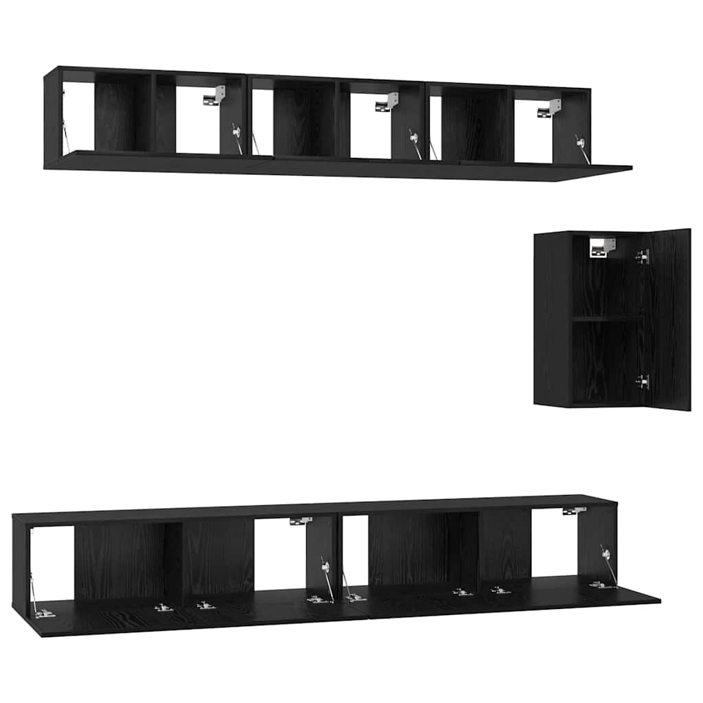 TV-Möbel-Set Wandmontiert 6 pcs Schwarze Eiche 100 x 30 x 30 cm