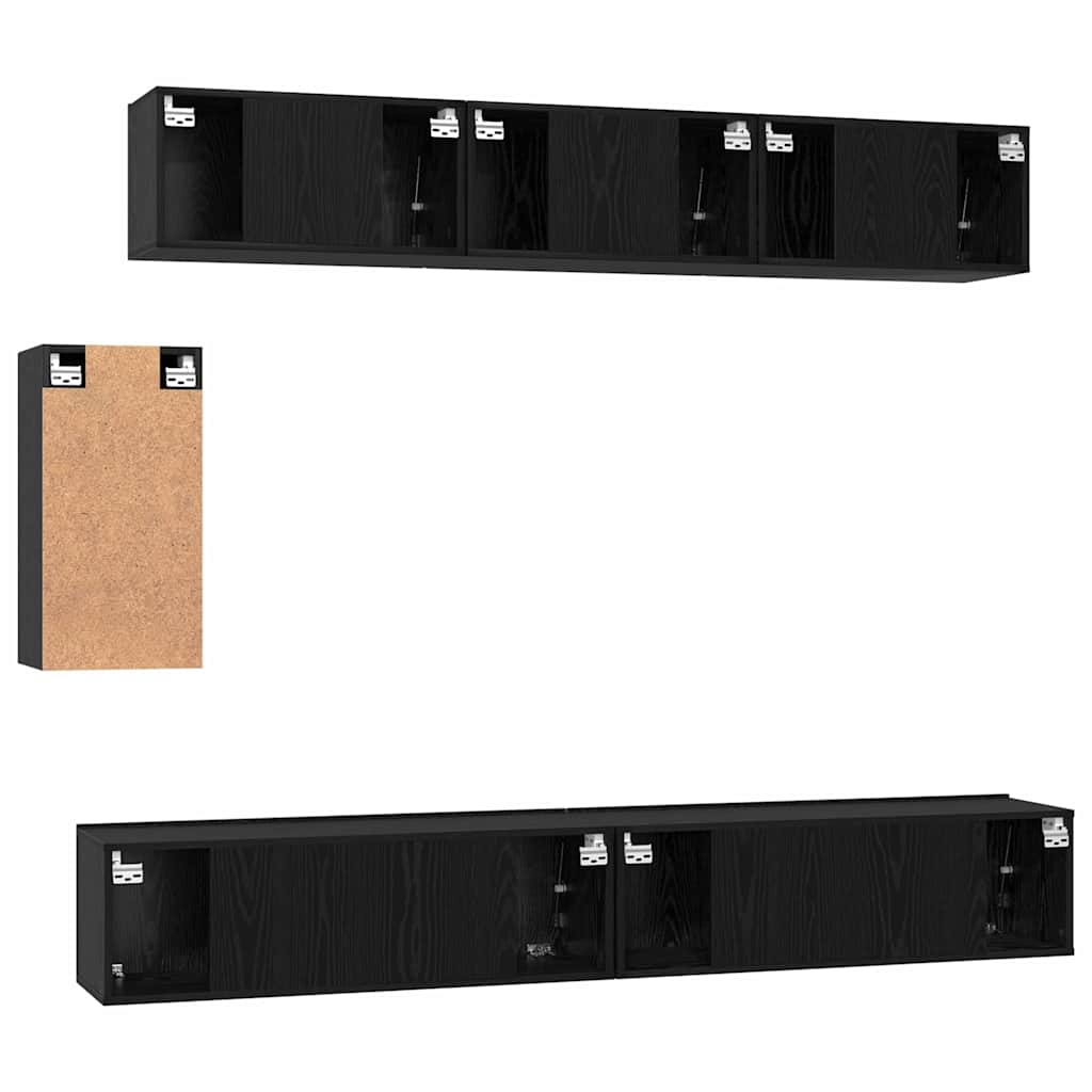 TV-Möbel-Set Wandmontiert 6 pcs Schwarze Eiche 100 x 30 x 30 cm