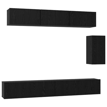 TV-Möbel-Set Wandmontiert 6 pcs Schwarze Eiche 100 x 30 x 30 cm