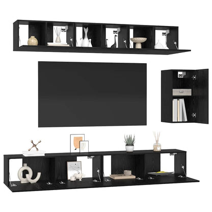 TV-Möbel-Set Wandmontiert 6 pcs Schwarze Eiche 100 x 30 x 30 cm