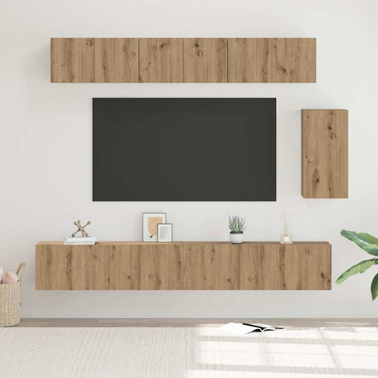 TV-Möbel-Set 6 pcs Eiche handwerklich 100 x 30 x 30 cm