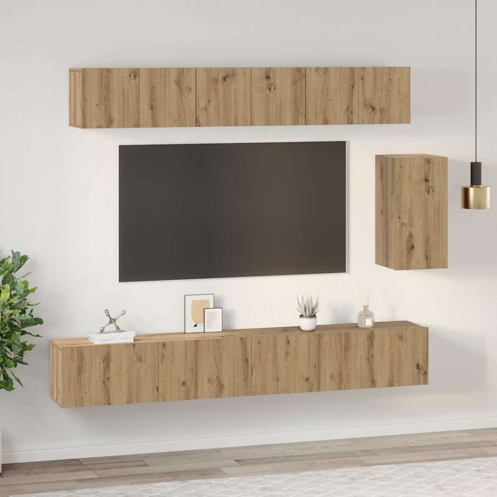 TV-Möbel-Set 6 pcs Eiche handwerklich 100 x 30 x 30 cm