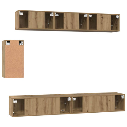 TV-Möbel-Set 6 pcs Eiche handwerklich 100 x 30 x 30 cm