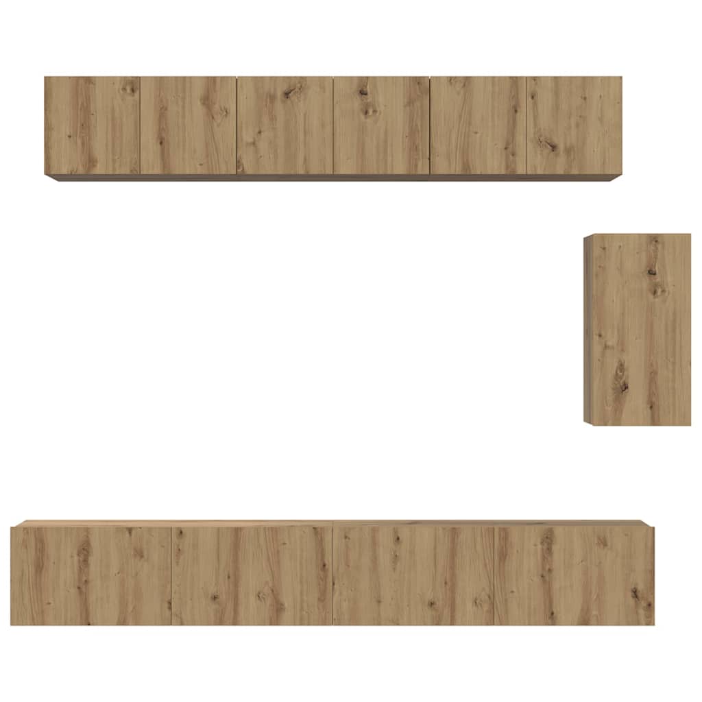 TV-Möbel-Set 6 pcs Eiche handwerklich 100 x 30 x 30 cm
