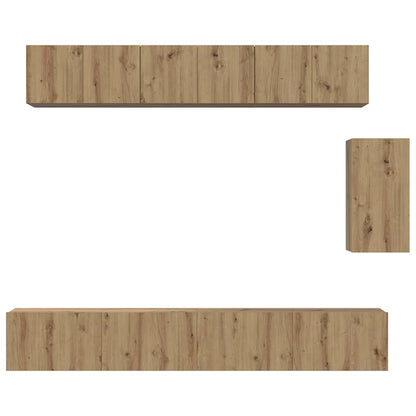 TV-Möbel-Set 6 pcs Eiche handwerklich 100 x 30 x 30 cm