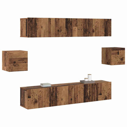 TV-Schrank-Set Wandmontiert 6 pcs Altholz 80 x 30 x 30 cm Holz