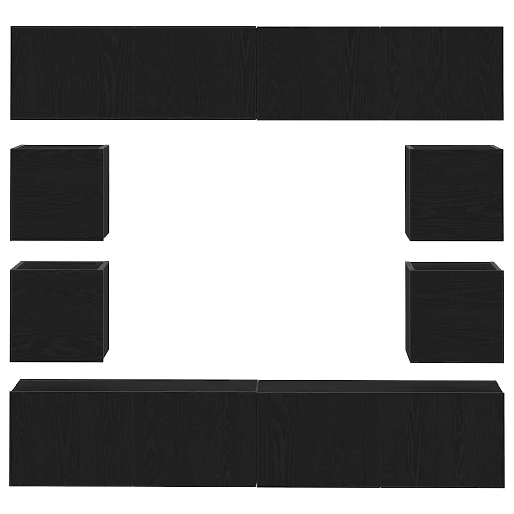 6-teiliges TV-Schrank Set, Wandmontierte schwarze Eiche aus Ingenieurholz