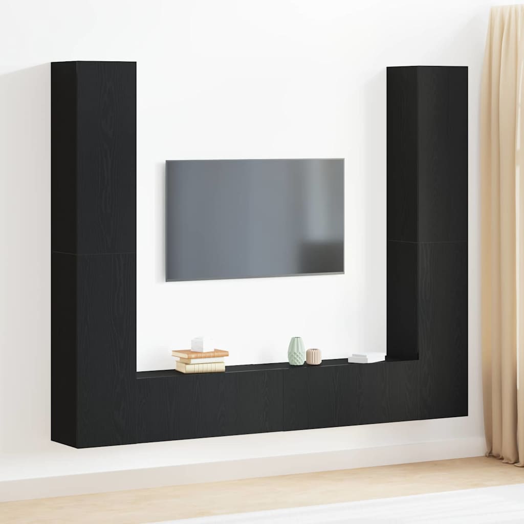 TV-Schränk 6 pcs Schwarz 80 x 30 x 30 cm Holzwerkstoff