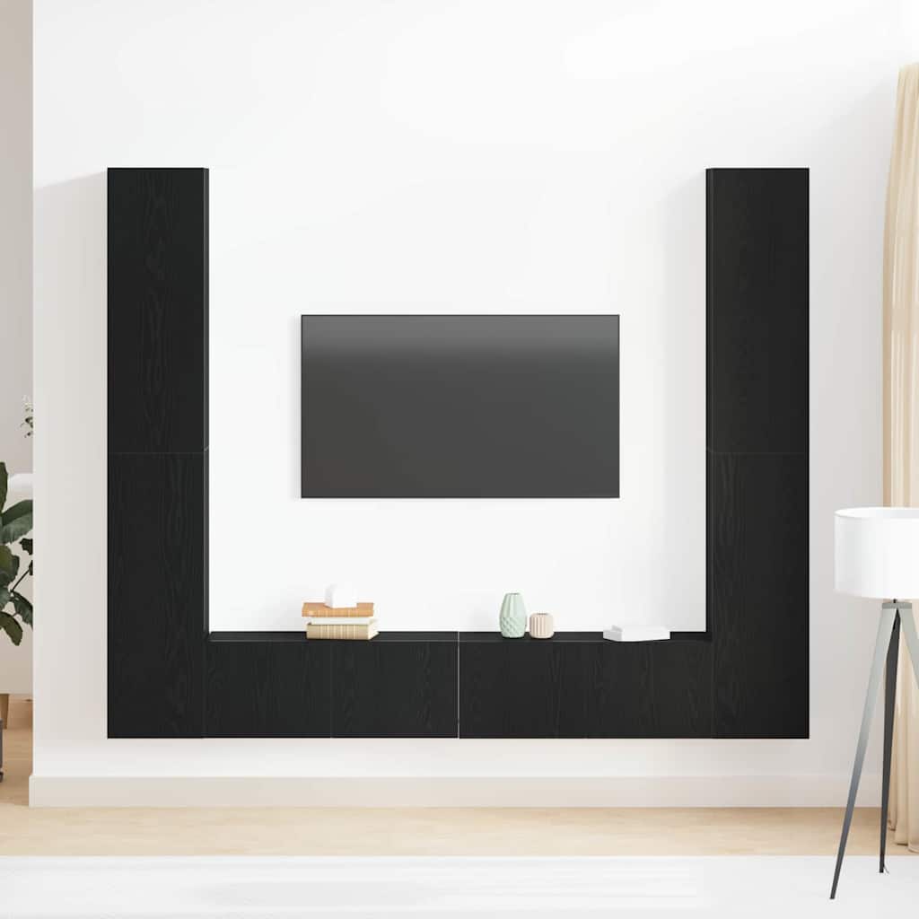 TV-Schränk 6 pcs Schwarz 80 x 30 x 30 cm Holzwerkstoff