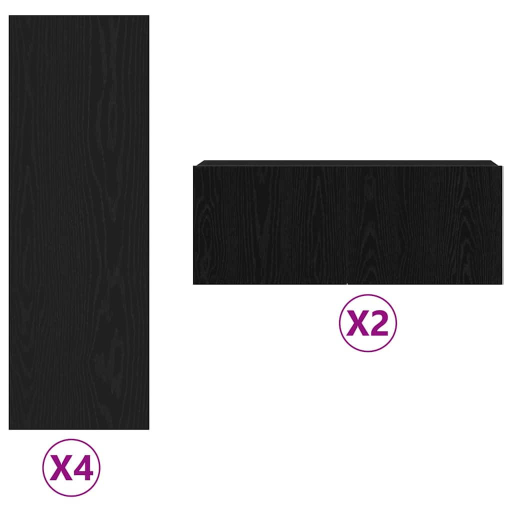 TV-Schränk 6 pcs Schwarz 80 x 30 x 30 cm Holzwerkstoff
