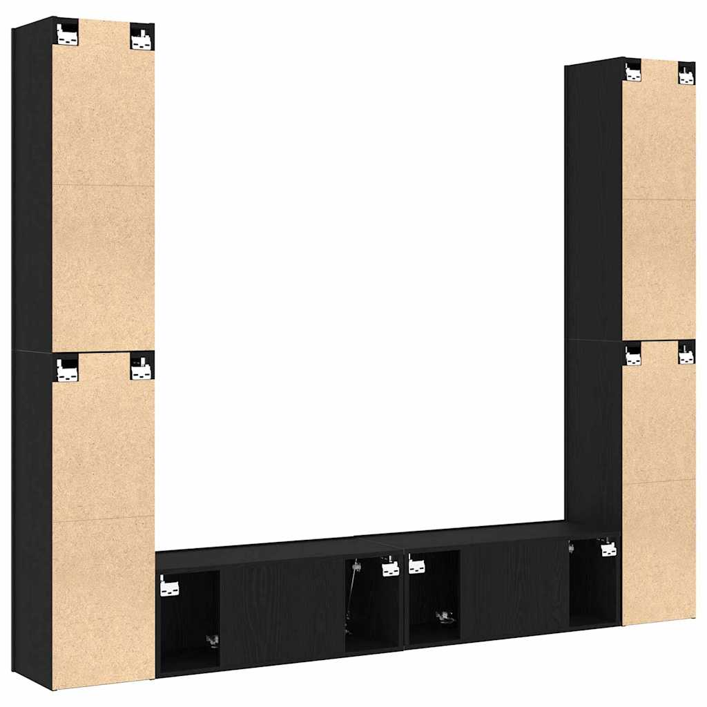 TV-Schränk 6 pcs Schwarz 80 x 30 x 30 cm Holzwerkstoff