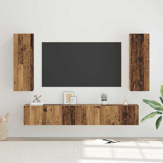 TV-Möbel-Set 4 pcs Altholz 30,5 x 30 x 90 cm Holzwerkstoff