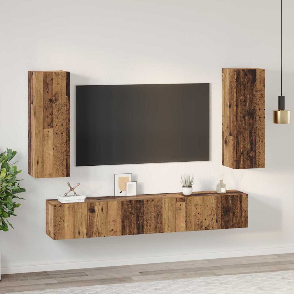 TV-Möbel-Set 4 pcs Altholz 30,5 x 30 x 90 cm Holzwerkstoff