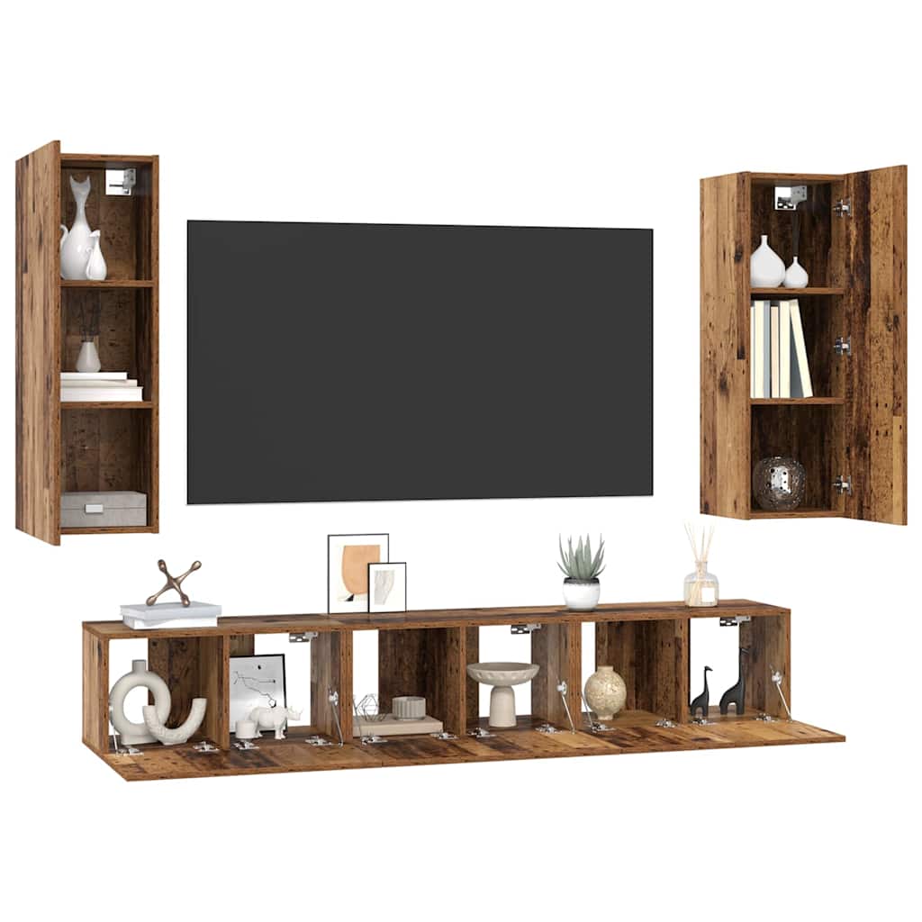 TV-Möbel-Set 4 pcs Altholz 30,5 x 30 x 90 cm Holzwerkstoff