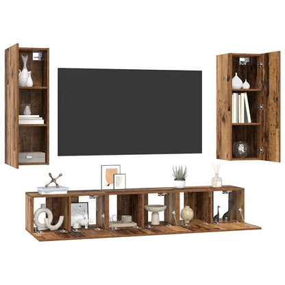 TV-Möbel-Set 4 pcs Altholz 30,5 x 30 x 90 cm Holzwerkstoff