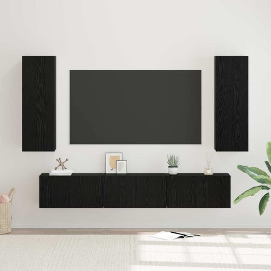 TV-Möbel-Set 5 pcs Schwarze Eiche Mittel 30,5 x 30 x 90 cm