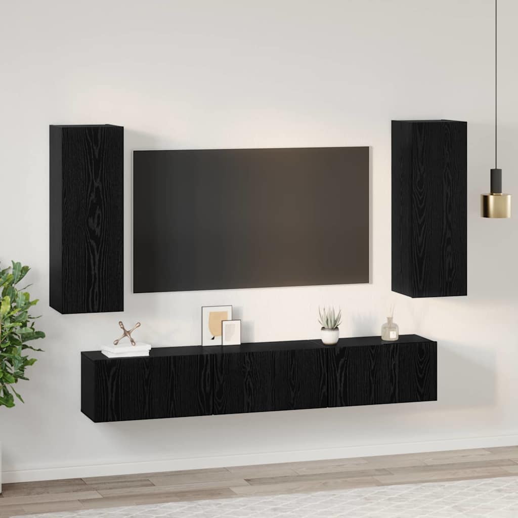 TV-Möbel-Set 5 pcs Schwarze Eiche Mittel 30,5 x 30 x 90 cm