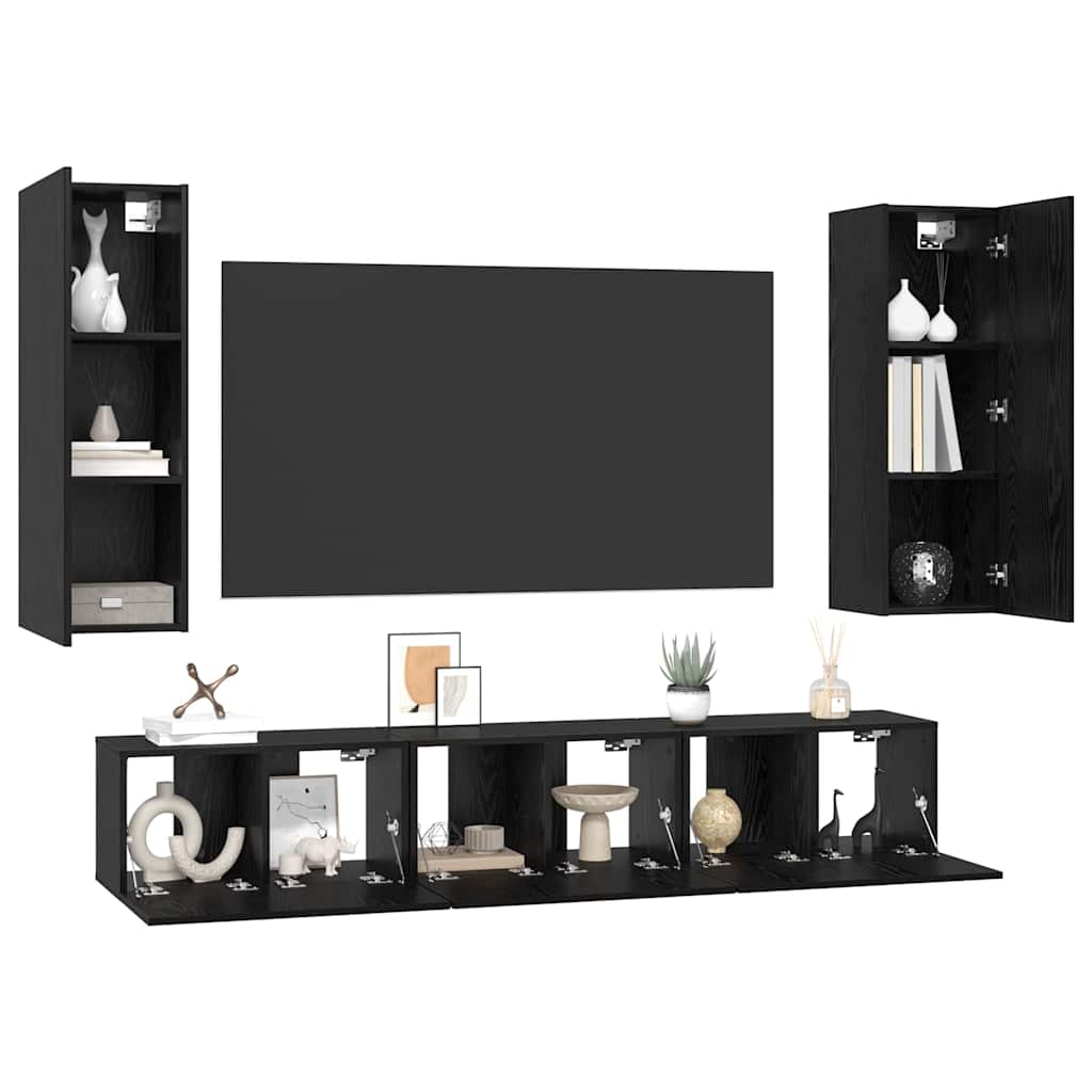 TV-Möbel-Set 5 pcs Schwarze Eiche Mittel 30,5 x 30 x 90 cm