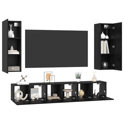 TV-Möbel-Set 5 pcs Schwarze Eiche Mittel 30,5 x 30 x 90 cm