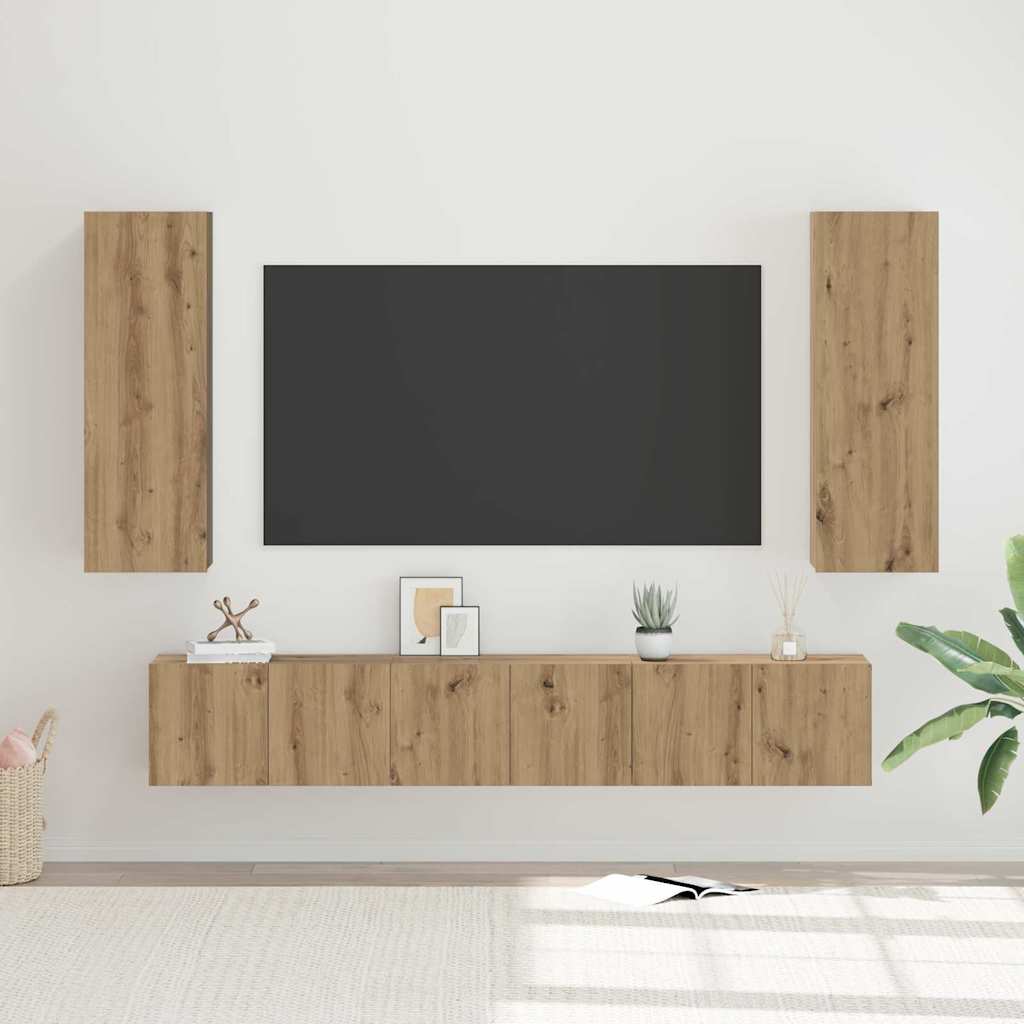 TV-Möbel-Set 4 pcs Eiche handwerklich 30,5 x 30 x 90 cm