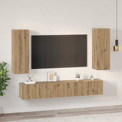 TV-Möbel-Set 4 pcs Eiche handwerklich 30,5 x 30 x 90 cm