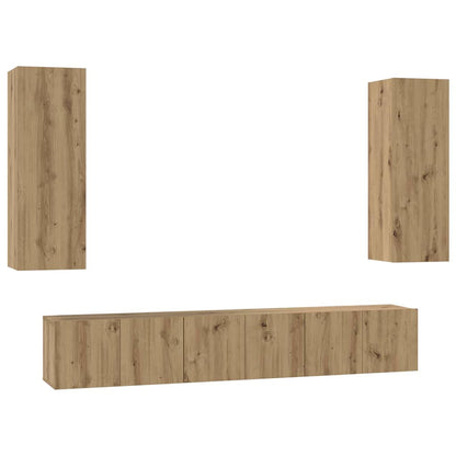 TV-Möbel-Set 4 pcs Eiche handwerklich 30,5 x 30 x 90 cm