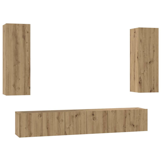TV-Möbel-Set 4 pcs Eiche handwerklich 30,5 x 30 x 90 cm