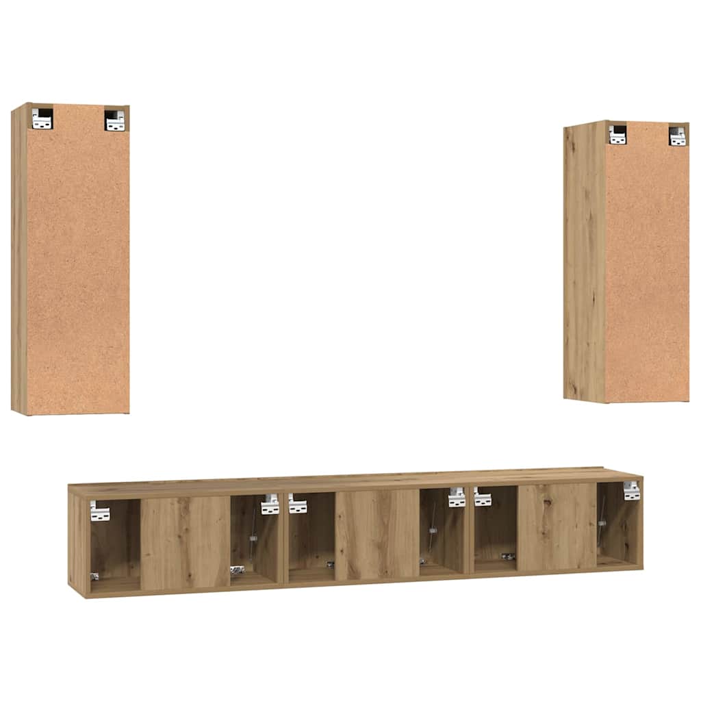 TV-Möbel-Set 4 pcs Eiche handwerklich 30,5 x 30 x 90 cm