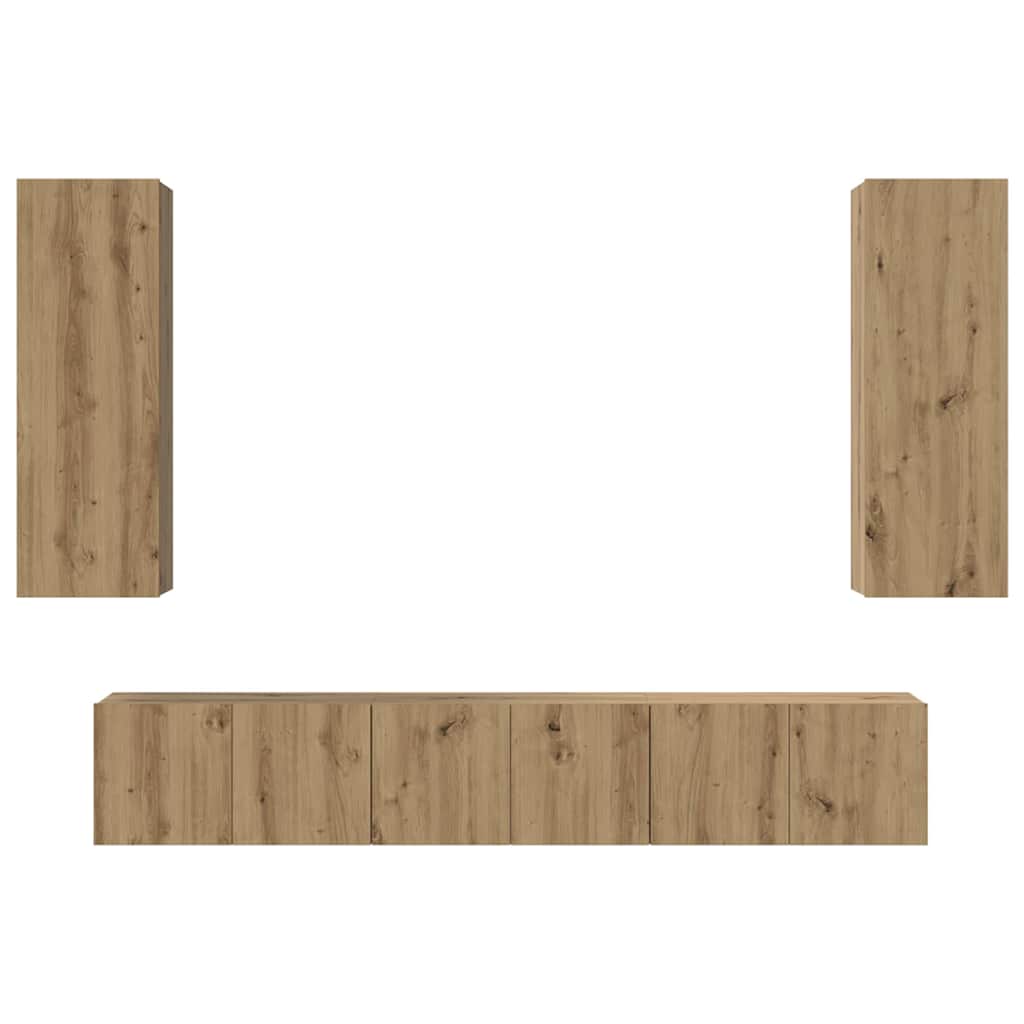 TV-Möbel-Set 4 pcs Eiche handwerklich 30,5 x 30 x 90 cm