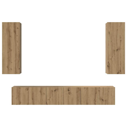 TV-Möbel-Set 4 pcs Eiche handwerklich 30,5 x 30 x 90 cm