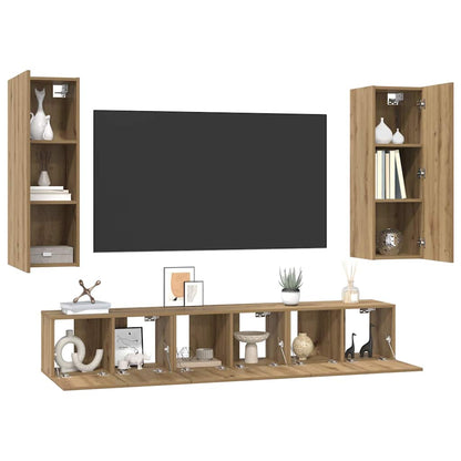 TV-Möbel-Set 4 pcs Eiche handwerklich 30,5 x 30 x 90 cm
