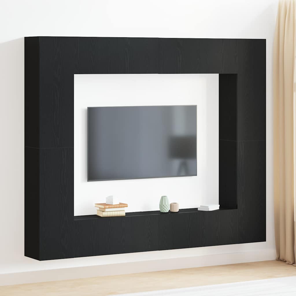TV-Schränk 8 pcs Schwarz 221 x 30 x 180 cm Holzwerkstoff