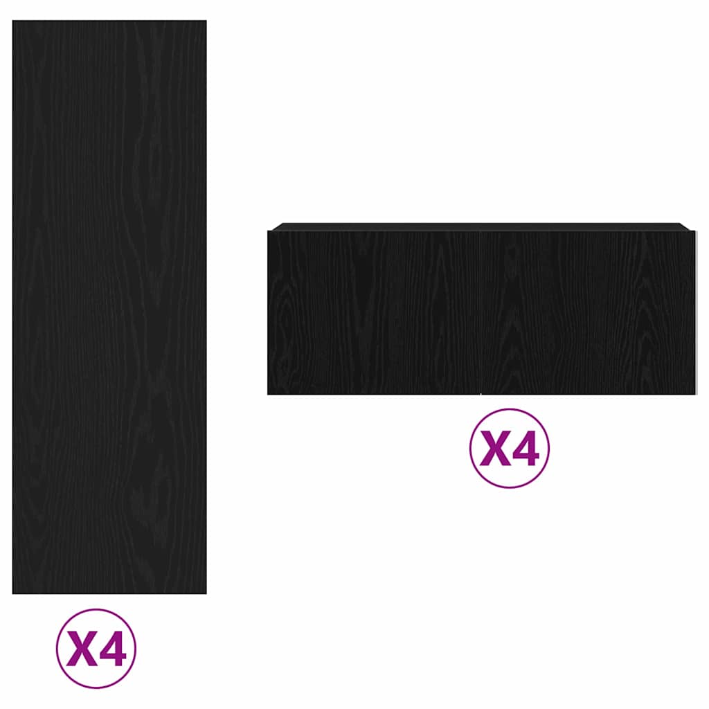 TV-Schränk 8 pcs Schwarz 221 x 30 x 180 cm Holzwerkstoff