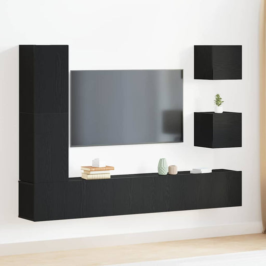 TV-Schranksystem 6 pcs Schwarze Eiche 160 x 30 x 30.5 cm