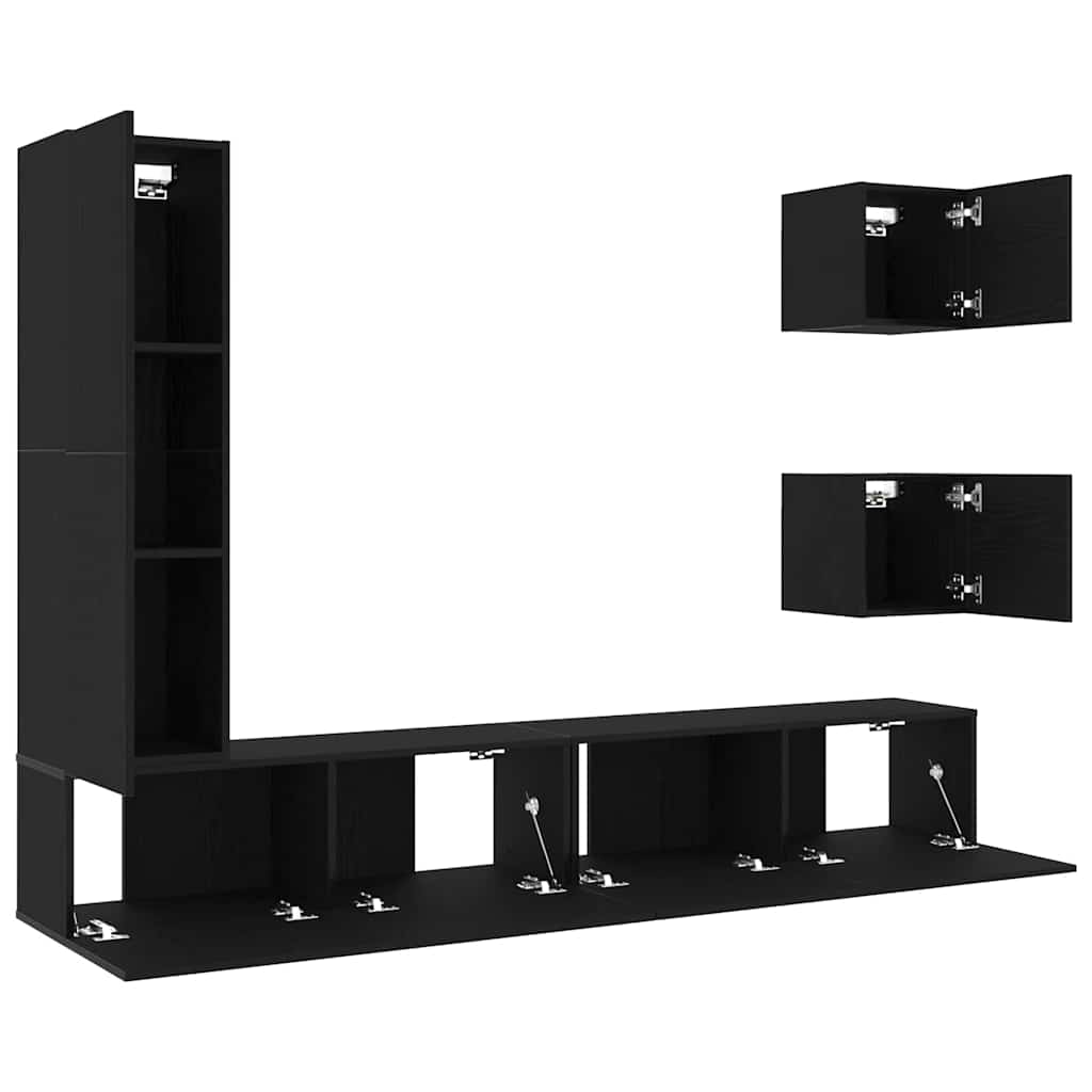 TV-Schranksystem 6 pcs Schwarze Eiche 160 x 30 x 30.5 cm